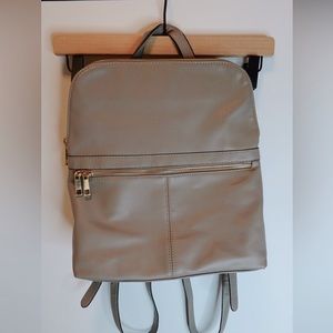 Grey Leather backpack purse